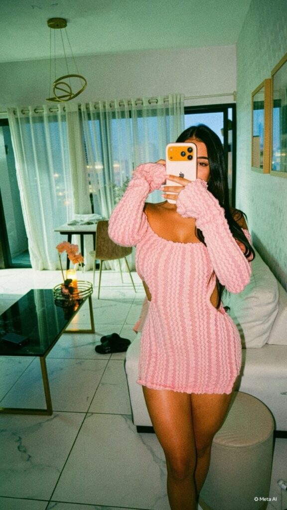 Evelyn, puta se toma foto tipo selfie en un espejo de cuerpo entero en Malaga